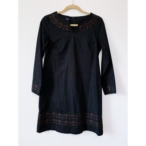 Lands’ End Embroidered Black Dress